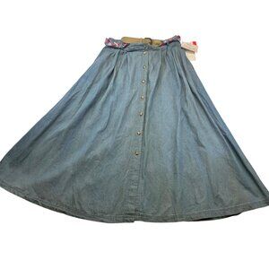 Vintage Susan Bristol Denim Maxi Skirt 14 Blue Deadstock Western 90s Grunge